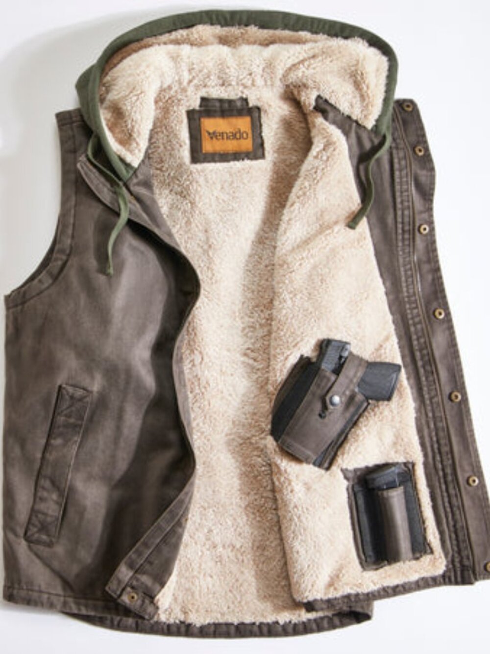 Yukon Hooded Concealed Carry Vest - Brown | Medium